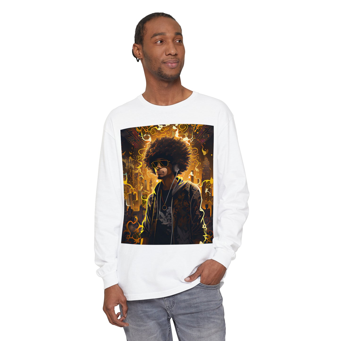 Introducing our Gold and Black Hip-Hop Long Sleeve T-Shirt