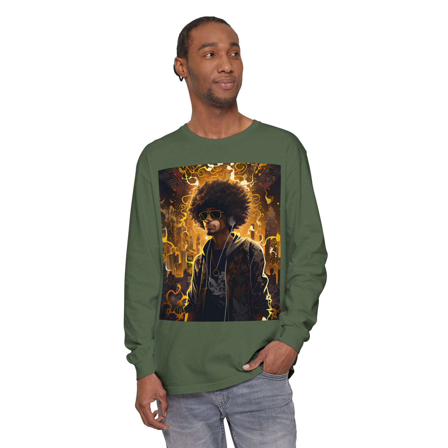 Introducing our Gold and Black Hip-Hop Long Sleeve T-Shirt