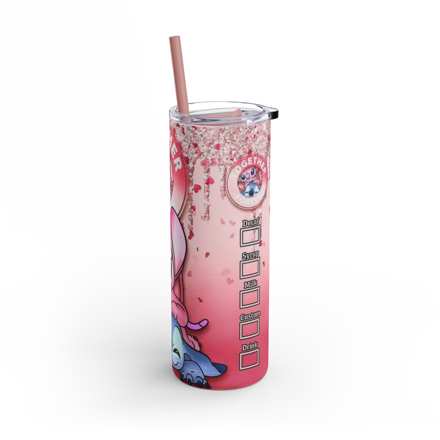 Stitch and Angel " Together Forever " Skinny Tumbler, 20oz