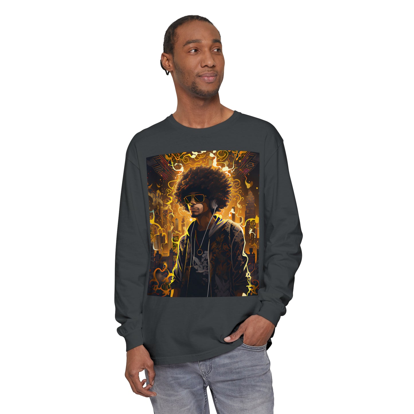 Introducing our Gold and Black Hip-Hop Long Sleeve T-Shirt