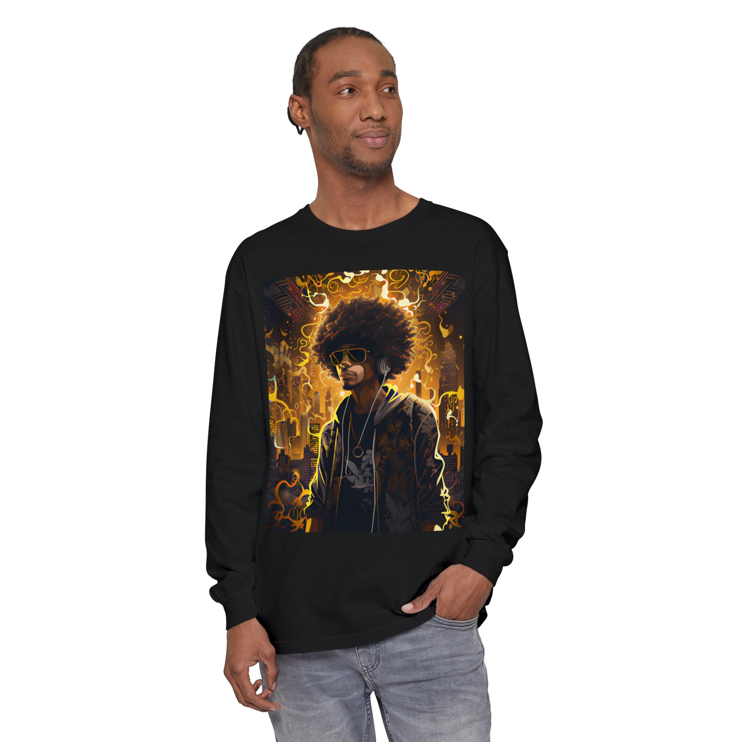 Introducing our Gold and Black Hip-Hop Long Sleeve T-Shirt