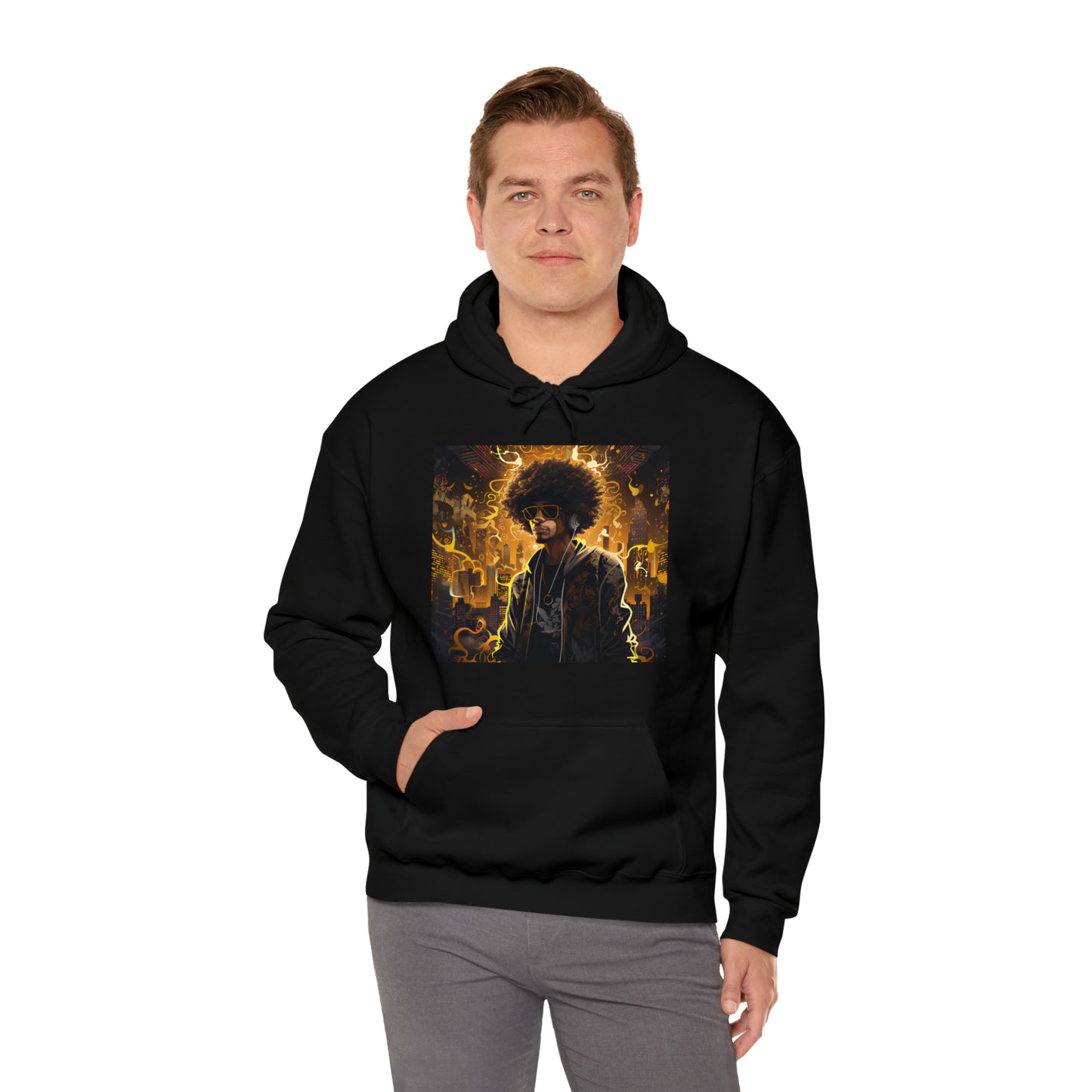 Introducing our Gold and Black Hip-Hop Hooded Sweatshirt